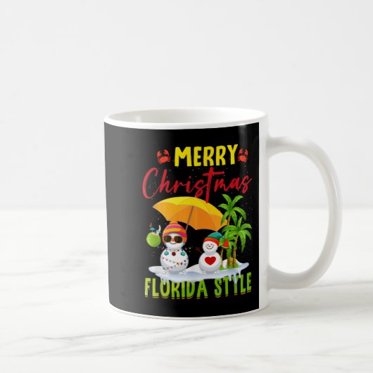 Merry Christmas Florida Style Snowman Summer Vacat Koffiemok (Rechts)