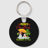 Merry Christmas Florida Style Snowman Summer Vacat Sleutelhanger (Voorkant)