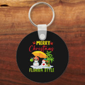 Merry Christmas Florida Style Snowman Summer Vacat Sleutelhanger (Voorkant)