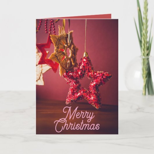 Merry Christmas Folded Card – Holiday Star Design Feestdagen Kaart (Voorkant)