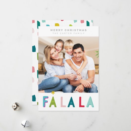 MERRY CHRISTMAS foliday falala colorful typography Feestdagenkaart (Voorkant / Achterkant in situ)