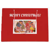 MERRY CHRISTMAS FOLK ART Cadeau Groot Cadeauzakje (Voorkant)