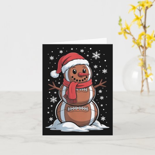 Merry Christmas Football Snowman Holiday Srts Xmas Kaart (Gele Bloem)