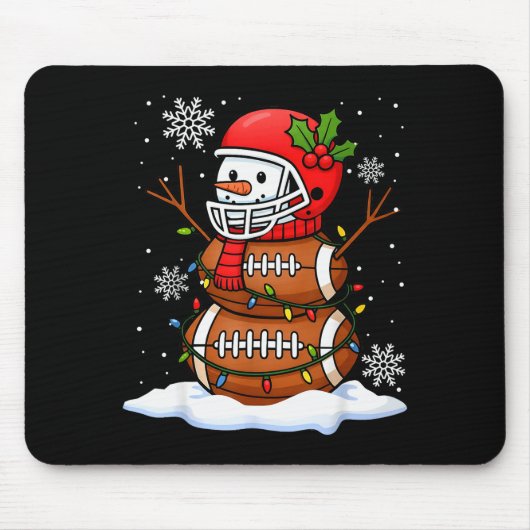 Merry Christmas Football Snowman Holiday Srts Xmas Muismat (Voorkant)