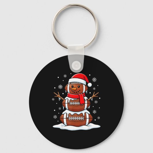 Merry Christmas Football Snowman Holiday Srts Xmas Sleutelhanger (Voorkant)