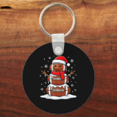Merry Christmas Football Snowman Holiday Srts Xmas Sleutelhanger (Voorkant)