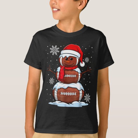 Merry Christmas Football Snowman Holiday Srts Xmas T-shirt (Voorkant)