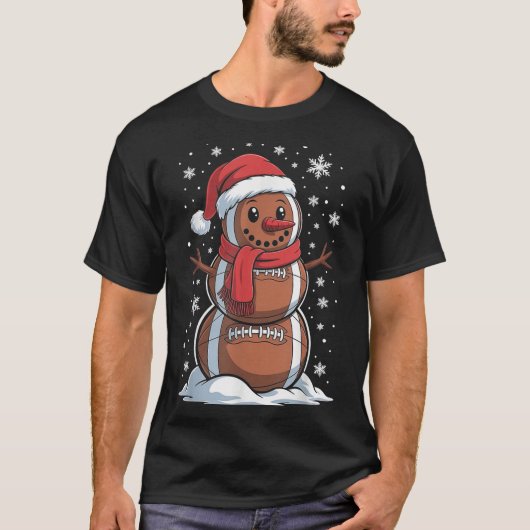Merry Christmas Football Snowman Holiday Srts Xmas T-shirt (Voorkant)