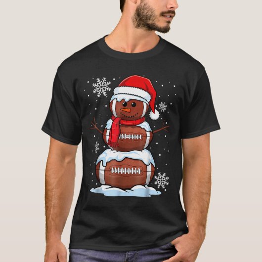 Merry Christmas Football Snowman Holiday Srts Xmas T-shirt (Voorkant)