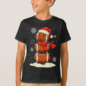 Merry Christmas Football Snowman Holiday Srts Xmas T-shirt (Voorkant)