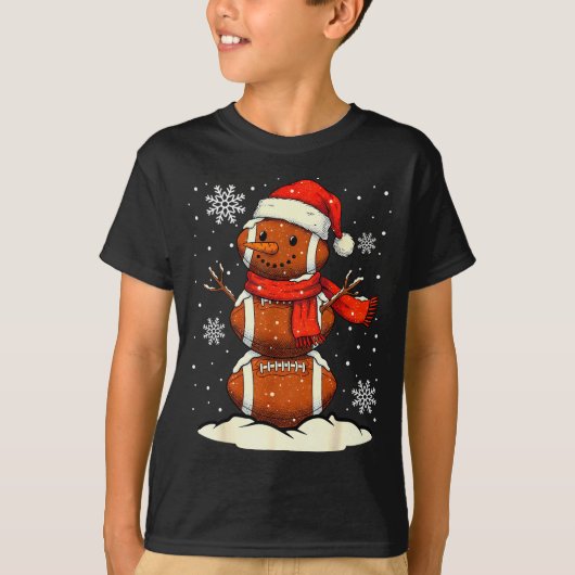Merry Christmas Football Snowman Holiday Srts Xmas T-shirt (Voorkant)