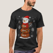 Merry Christmas Football Snowman Holiday Srts Xmas T-shirt (Voorkant)