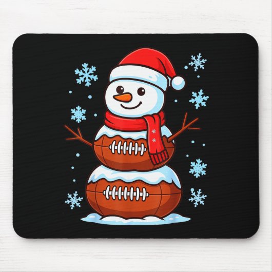 Merry Christmas Football Snowman Pajamas Funny Srt Muismat (Voorkant)
