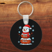 Merry Christmas Football Snowman Pajamas Funny Srt Sleutelhanger (Voorkant)
