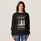 Merry Christmas for Cat Lover Cat Pajama xmas Meow Trui (Voorkant volledig)