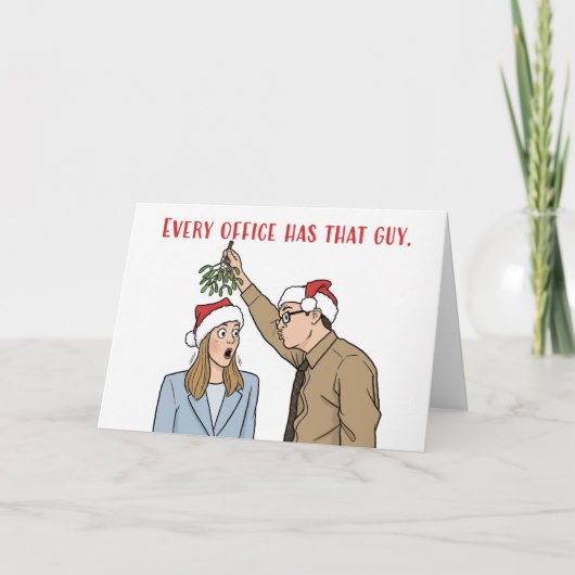 Merry Christmas For Coworker Creepy Office Guy Feestdagen Kaart (Voorkant)
