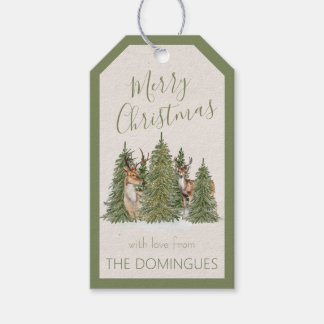 Merry Christmas Forest Deer Gift Tag – Personalize Cadeaulabel
