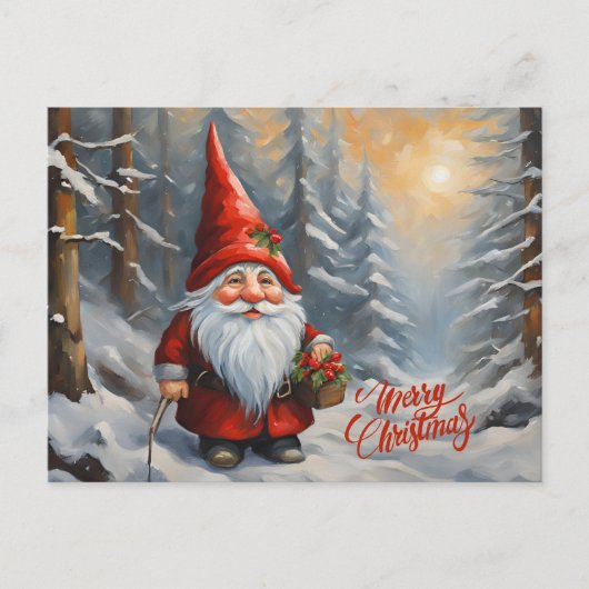 Merry Christmas Forest Gnome Feestdagenkaart (Voorkant)