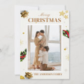 Merry Christmas Foto Klassieke Gouden Kerstkaart (Voorkant)
