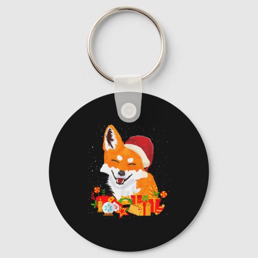 Merry Christmas Fox Foxes Ugly X-mas Sweater Santa Sleutelhanger (Voorkant)