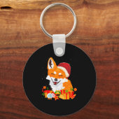 Merry Christmas Fox Foxes Ugly X-mas Sweater Santa Sleutelhanger (Voorkant)