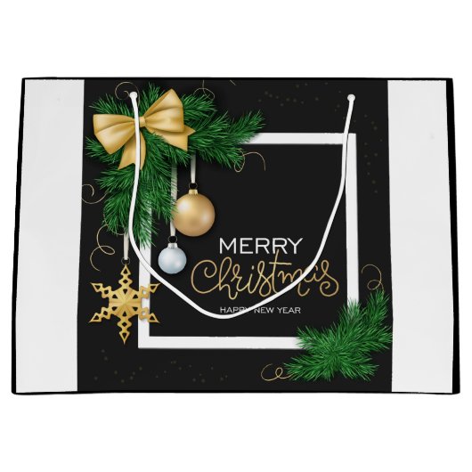 Merry Christmas Frame  Large Gift Bag Groot Cadeauzakje (Voorkant)