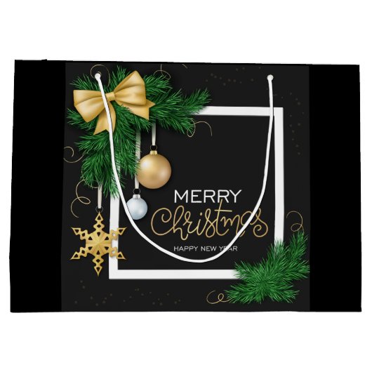 Merry Christmas Frame  Large Gift Bag Groot Cadeauzakje (Achterkant)