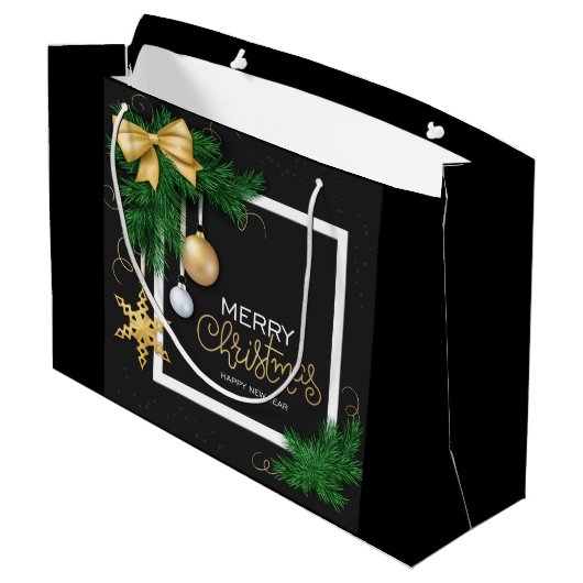 Merry Christmas Frame  Large Gift Bag Groot Cadeauzakje (Achterkant Gekanteld)
