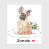 Merry Christmas Franse Bulldog Custom-Cut Vinyl Sticker (Vel)