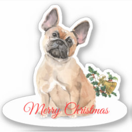 Merry Christmas Franse Bulldog Custom-Cut Vinyl Sticker