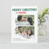 Merry Christmas from Arizona Two Photo Feestdagenkaart (Staand voorkant)