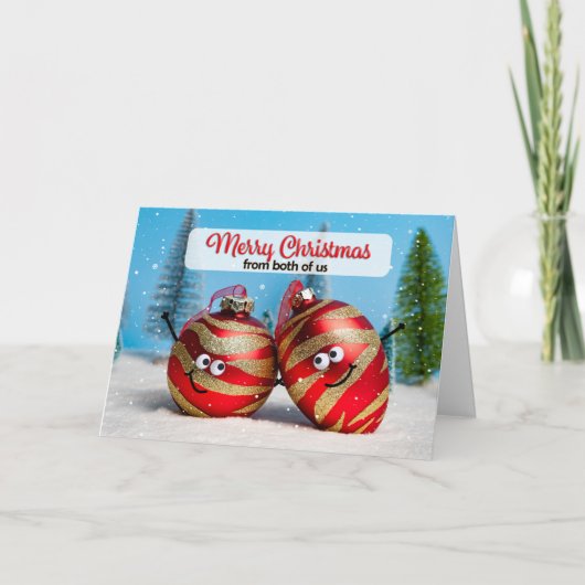 Merry Christmas From Both of Us Ornament Couple Feestdagen Kaart (Voorkant)