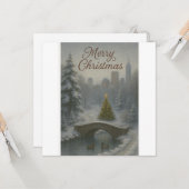 Merry Christmas from Central Park – Elegant Winter Kaart (Voorkant / Achterkant in situ)