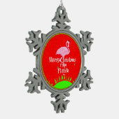 Merry Christmas from Florida and Santa Flamingo Tin Sneeuwvlok Ornament (Links)