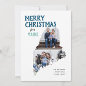 Merry Christmas from Maine Two Photo Feestdagenkaart (Voorkant)
