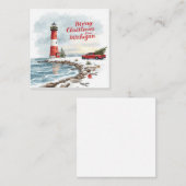 Merry Christmas from Michigan – Coastal Lighthouse Vierkante Visitekaartje (Voorkant / Achterkant)