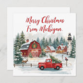 Merry Christmas from Michigan – Cozy Winter  Feestdagenkaart (Voorkant / Achterkant)
