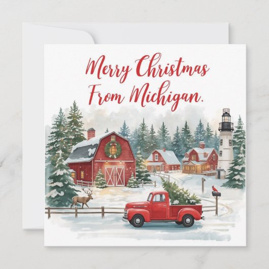 Merry Christmas from Michigan – Cozy Winter  Feestdagenkaart (Voorkant)