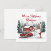 Merry Christmas from Michigan – Cozy Winter  Feestdagenkaart (Voorkant / Achterkant)
