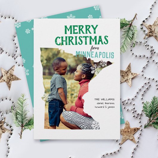 Merry Christmas from Minnesota One Photo Feestdagenkaart