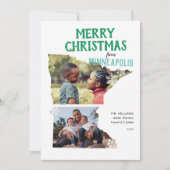 Merry Christmas from Minnesota Two Photo Feestdagenkaart (Voorkant)