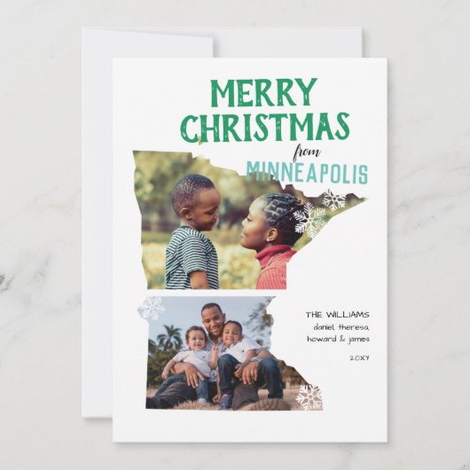 Merry Christmas from Minnesota Two Photo Feestdagenkaart (Voorkant)