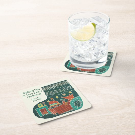 Merry Christmas from My Fox Hole! Kartonnen Onderzetters (Insitu)