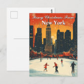 Merry Christmas from New York Festive Ice Skating Briefkaart (Voorkant / Achterkant)