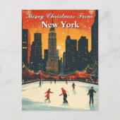 Merry Christmas from New York Festive Ice Skating Briefkaart (Voorkant)