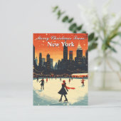 Merry Christmas from New York Ice Skating Winter Briefkaart (Staand voorkant)