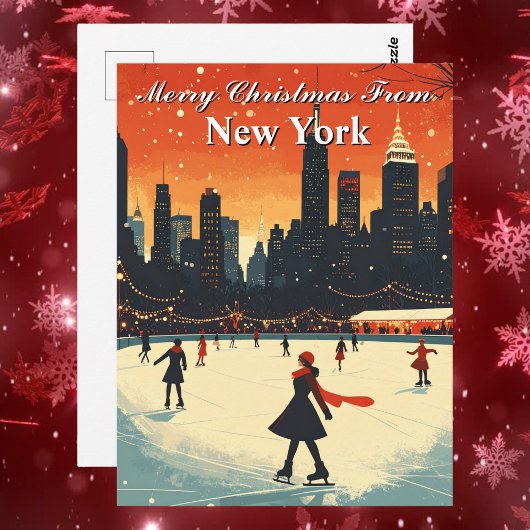 Merry Christmas from New York Ice Skating Winter Briefkaart