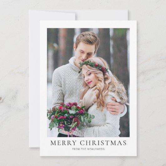 Merry Christmas from Newlyweds 2 Photos Feestdagenkaart (Voorkant)