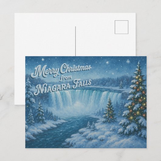 Merry Christmas from Niagara Falls Winter Postcard Briefkaart (Voorkant / Achterkant)