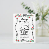 Merry Christmas from our New Home | Whimsical Feestdagenkaart (Staand voorkant)